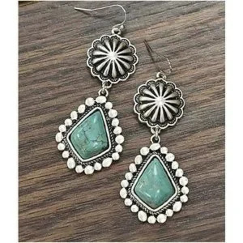 Boho Silver Tone Western Earrings